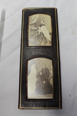 Lot 1077 - Photographs carte de visite. Queen Victoria and Prince Consort. Six different cards in folding leather case.