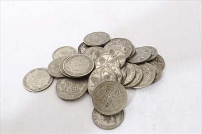 Lot 302 - G.B. mixed silver coinage to include scarcer dates George V Half Crowns 1930 x 8, Florins 1932 x 7, George VI Half Crowns 1925 x 6 & Florins 1925 x 10 (N.B. generally graded G-VG (31 coins)