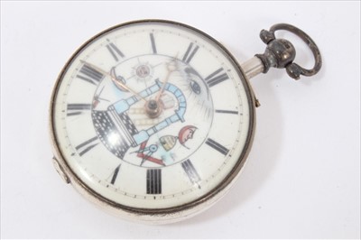 Lot 165 - Georgian Masonic silver pair cased pocket watch