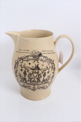 Lot 987 - Late 18th century creamware Masonic Jug