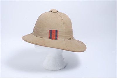 Lot 650 - First World War British Army Wolseley pattern pith helmet, with leather headband marked E.Z. Bloomfield Ltd, London