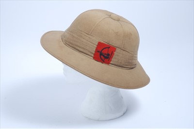 Lot 652 - Second World War British Army pith helmet, with leather headband and flash of Anti - Aircraft Command