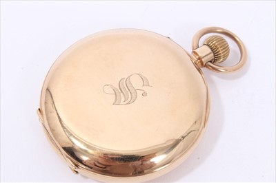 Lot 153 - 9ct gold full hunter J.W. Benson pocket watch