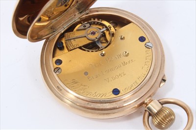 Lot 153 - 9ct gold full hunter J.W. Benson pocket watch