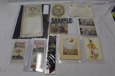 Lot 1084 - A selection of Victorian and later greetings cards including paper lace, angels, teddy bears, children, comic, novelty. Also some silk commemorative bookmakers etc.