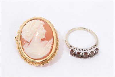 Lot 158 - Tanzanite ring and cameo brooch