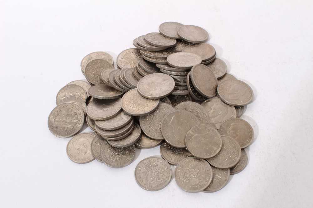 Lot 303 - G.B. mixed cupro-nickel George VI coinage to include Half Crowns x 37 and Florins x 47 (N.B. all in GEF - UNC condition) (Total 84 coins)