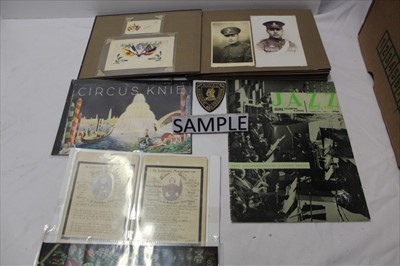 Lot 1092 - Box of mixed ephemera including Circus Knie programme circa 1920s
