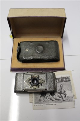 Lot 1807 - 1930s Ensign Silver Midget Miniature Camera in original box with guarantee