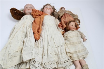 Lot 1401 - Four bisque head dolls including 'Viola' 8 Made in Germany.