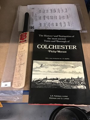 Lot 89 - Essex 2002 Signed Cricket Bat and Morants History of Colchester