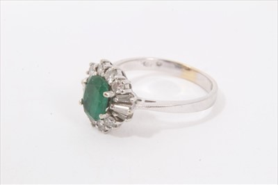 Lot 73 - Emerald and diamond cocktail ring in 18ct white gold setting