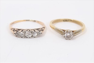 Lot 75 - Diamond single stone ring and diamond five stone ring