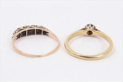 Lot 75 - Diamond single stone ring and diamond five stone ring