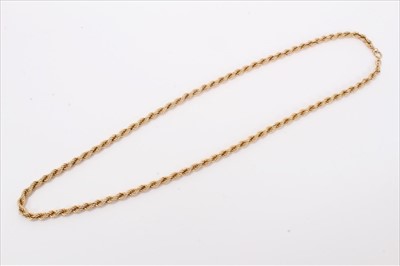 Lot 77 - 9ct gold rope twist necklace and bracelet, 9ct gold bracelet and various gold earrings