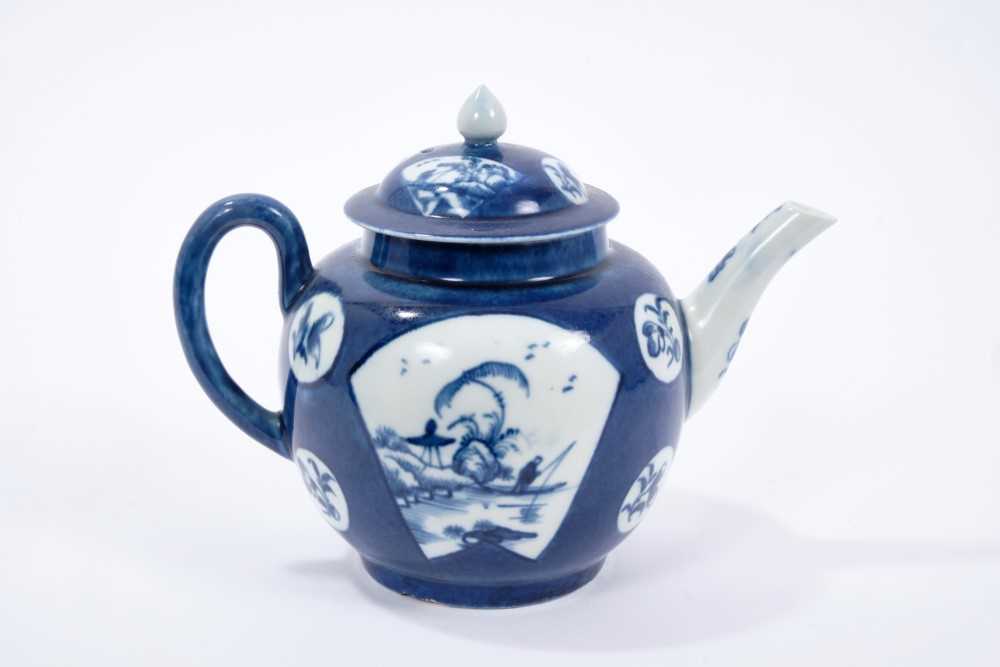 Lot 22 - Rare Worcester teapot and cover, circa 1765, painted in underglaze blue
