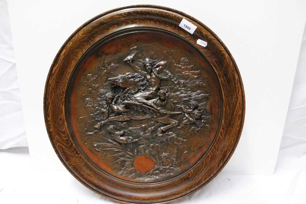 Lot 1909 - Antique Elkington electrotype circular plaque in wooden frame, circa 1895