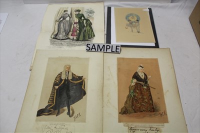 Lot 1099 - A selection of Victorian greeting cards, scraps, French fashion plates and printed pictures of actresses and their signatures etc.
