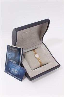 Lot 110 - Ladies 9ct gold Longines wristwatch in box with papers