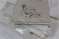 Lot 2414 - Series of female nude line drawings in...