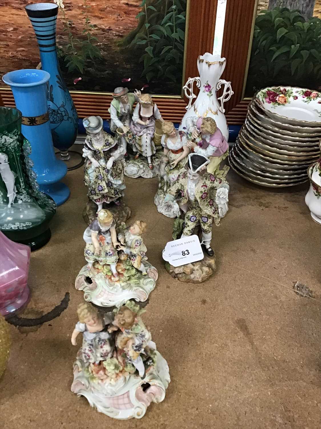 Lot 83 - Group of Dresden style porcelain figurines