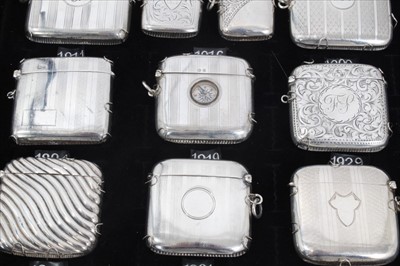 Lot 80 - Collection of seventeen Victorian and later silver Vesta cases, to include a Vesta case set with a compass