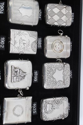 Lot 81 - Collection of twenty Victorian and later silver Vesta cases, to include a Victorian Vesta case with Aesthetic movement decoration