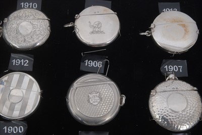 Lot 92 - Collection of ten Edwardian and later silver Vesta cases of circular form