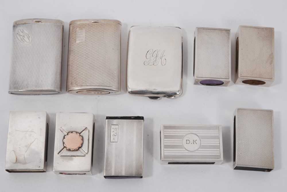 Lot 96 - Collection of ten early twentieth century silver matchbox covers, and match match cases