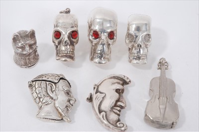 Lot 99 - Collection of novelty silver and white metal Vesta cases, to include examples in the form of skulls