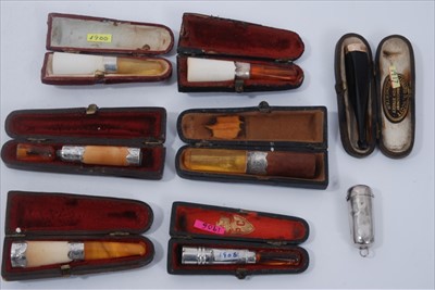 Lot 101 - Collection of eight cheroot holders, including one with a 9ct gold mount