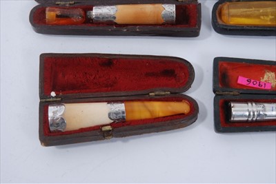Lot 101 - Collection of eight cheroot holders, including one with a 9ct gold mount