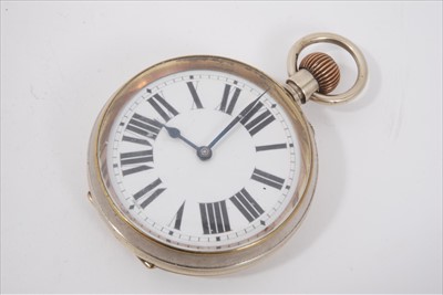 Lot 107 - Victorian Goliath watch with button wind movement in a plated case, together with a Casio calculator watch, other watches and watch parts