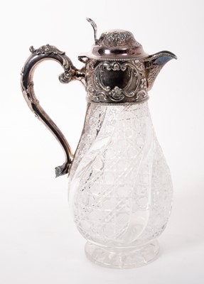 Lot 218 - Edwardian cut glass silver mounted claret jug, Sheffield 1903
