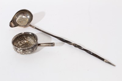 Lot 220 - 18th century silver toddy ladle together with another (lacking handle)