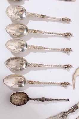 Lot 222 - Selection of silver and white metal, including paper knife, napkin rings, silver lidded sifter.