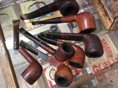 Lot 1939 - Dunhill root briar pipe, Dunhill pewter tobacco jar other Dunhill pipes etc