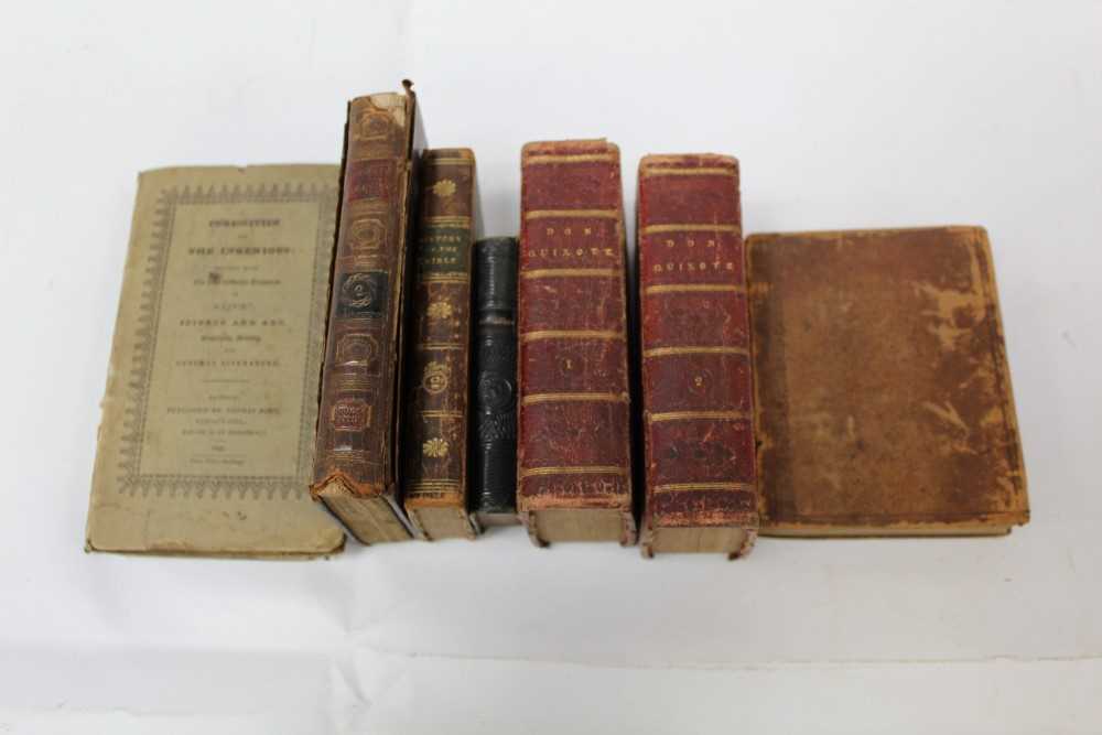 Lot 1253 - Antiquarian books - including Ogilby's and Morgan's Pocket book of the Roads, 11th edition, 1752, History and adventures of Don Quixote, 1809, Domestic scenes of New Zealand, 1845, Curiosities and...