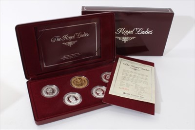 Lot 358 - Australia - The Royal Australian mint silver coin and medallion set commemorating 'The Royal Ladies' 1992 (N.B. includes four Crown sized 25$ coins and a larger medallion cased with Certificate of...