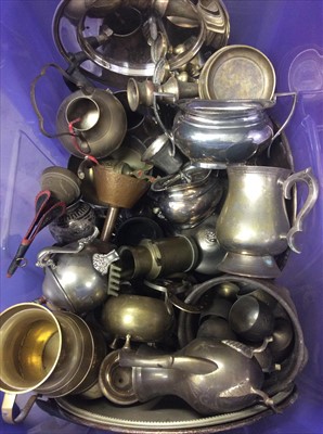 Lot 408 - Box metal, plated ware and sundries