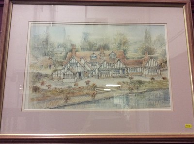 Lot 487 - Signed print of La Talbooth, numbered 53/500, in glazed frame