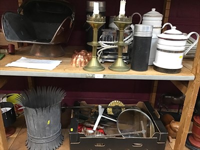 Lot 539 - Metal ware including coal box, plant stand and sundries