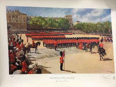 Lot 139 - Terence Cuneo signed limited edition print - Trooping the Colour, together with another - Reviewing the Fleet
