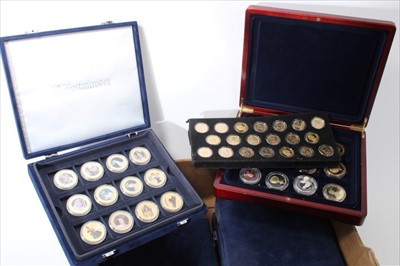 Lot 388 - World - mixed Westminster issued gold plated Crowns with colour print and a set of 24 U.S. commemorative gold plated One Dollar coins (qty)