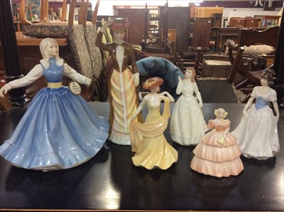 Lot 434 - Group of four Royal Doulton figures and two Coalport figures (6)