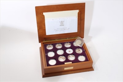 Lot 393 - World - The Royal Mint Queen Elizabeth II 'Golden Jubilee Collection' Twenty Four coin silver proof set (in case of issue with Certificates of Authenticity) and a G.B. 'Restoration of the Monarchy'...