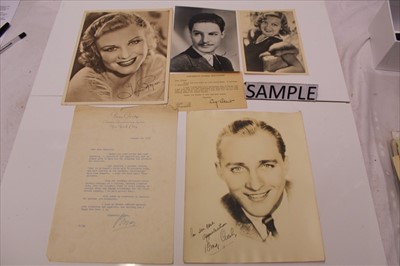 Lot 1150 - Signed film photographs and postcards including a signed letter from Bing Crosby