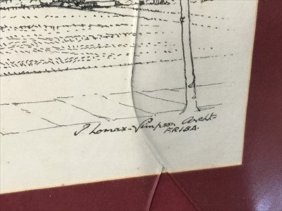Lot 342 - Sydney R Jones - pen and ink - Port sunlight, signed by the artist and Port Sunlight architect P. Lomax-Simpson