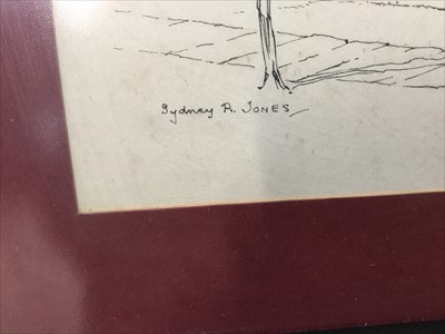 Lot 342 - Sydney R Jones - pen and ink - Port sunlight, signed by the artist and Port Sunlight architect P. Lomax-Simpson