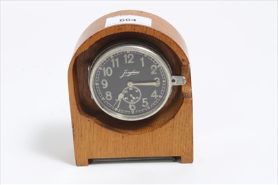 Lot 664 - Second World War Luftwaffe cockpit clock by Junghans with black dial, luminous Arabic numeral